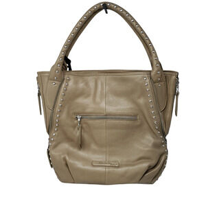Christopher Kon Atelier Large Shoulder Hobo Bag Purse Leather Beige